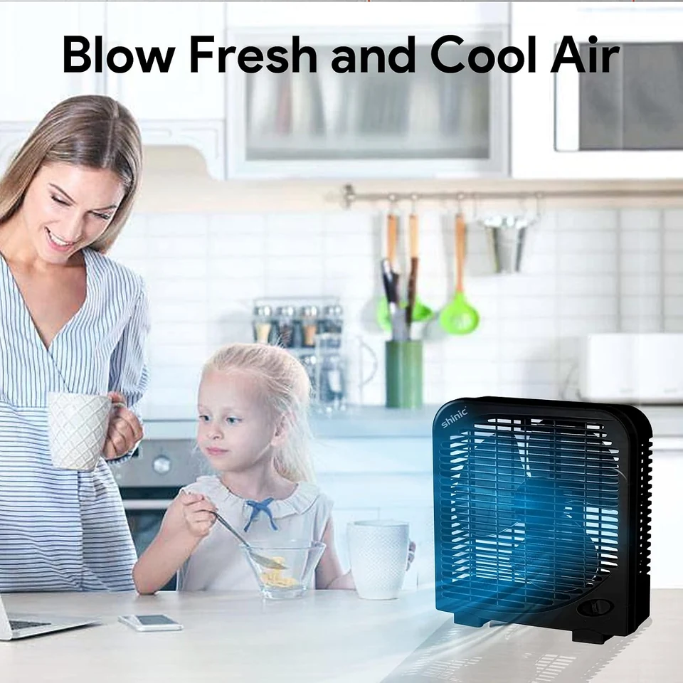 SHINIC Black Tabletop Box Fan, product view 5
