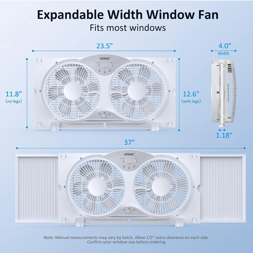 SHINIC Remote Twin Window Fan, product view 3