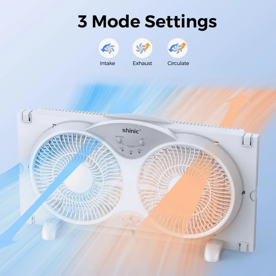 SHINIC Remote Twin Window Fan, product view 4