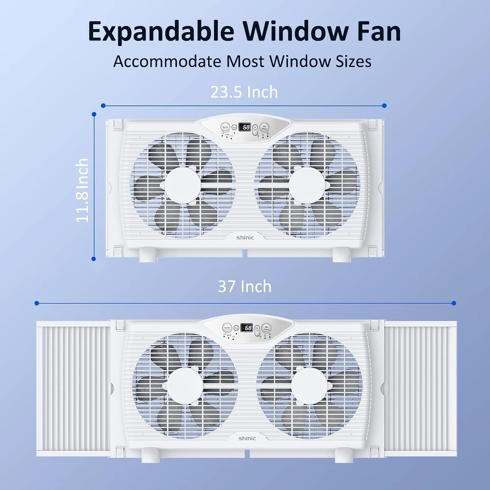 SHINIC Thermostat Twin Window Fan, product view 2