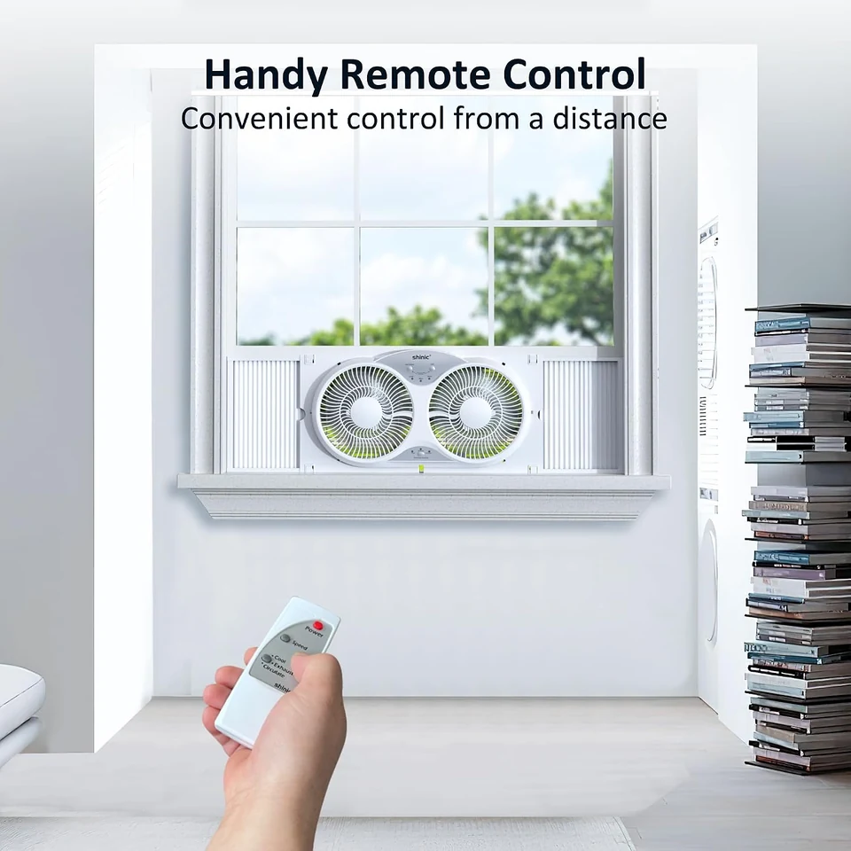 SHINIC Twin Window Fan with Cover, product view 5