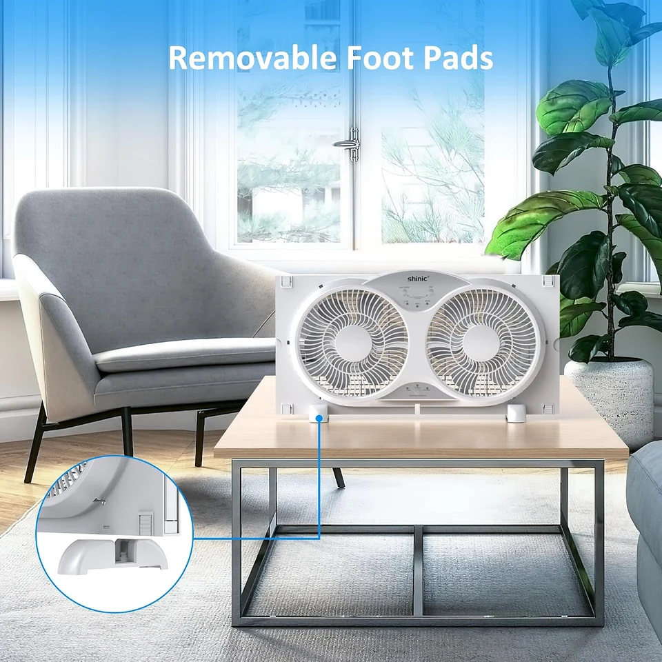 SHINIC Twin Window Fan with Cover, product view 7